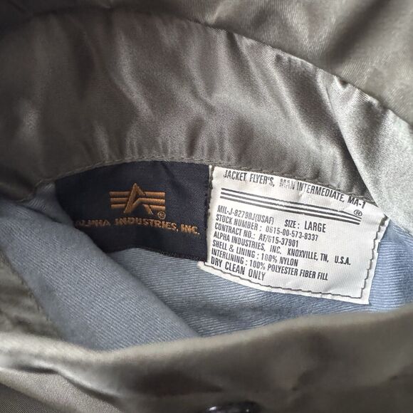 VTG Alpha Industries MA-1 Bomber Jacket Men's L Flyer's Intermediate Reversible - Picture 9 of 13